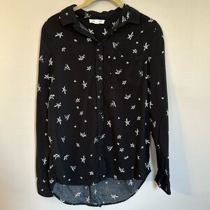 Black Button Up with Star Print